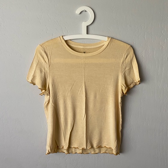 American Eagle Yellow Lettuce Hem Tee - Picture 1 of 4